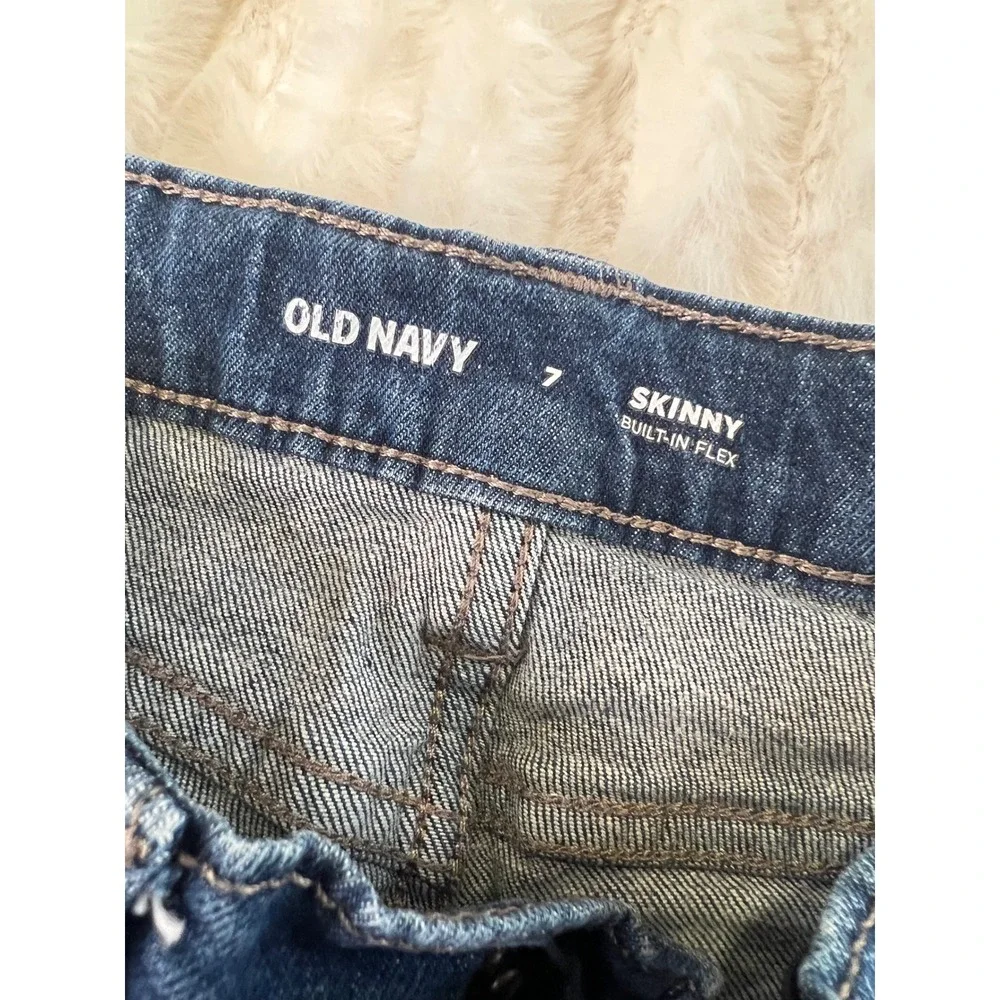 Old Navy Boys Skinny Jeans Dark Wash Built-In Flex Size 7